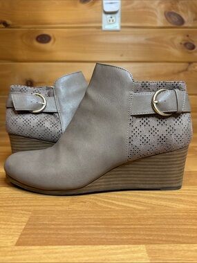 Dr. Scholl's Taupe Perforated Wedge Ankle Boots
